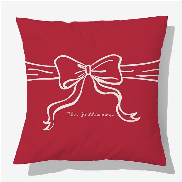 Christmas Bow Personalized Throw Pillow - 54976