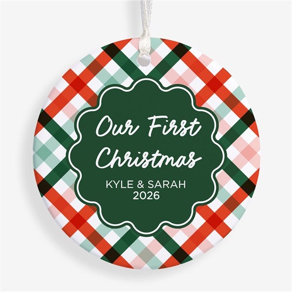 Yuletide Plaid Personalized Christmas Ornament  - 55052