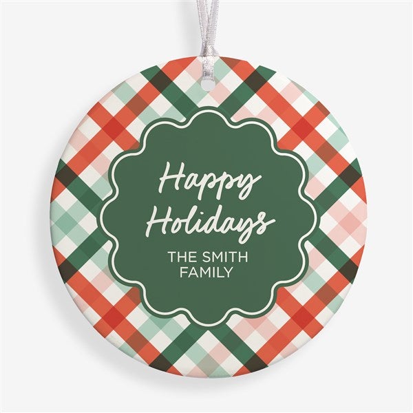 Yuletide Plaid Personalized Ornament - 55052