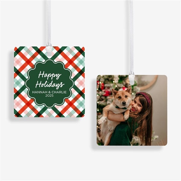 Yuletide Plaid Personalized Ornament - 55052