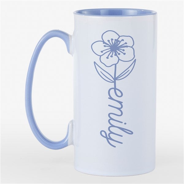 Birth Flower Name Personalized Ceramic Tall Skinny Mug - 55112