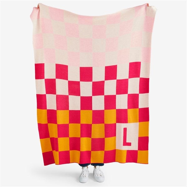 Cheerful Check Personalized 50x60 Knit Blanket - 55201D