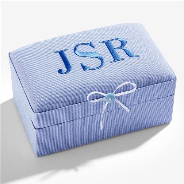 Personalized Micro Striped Cotton Keepsake Box - 55223D