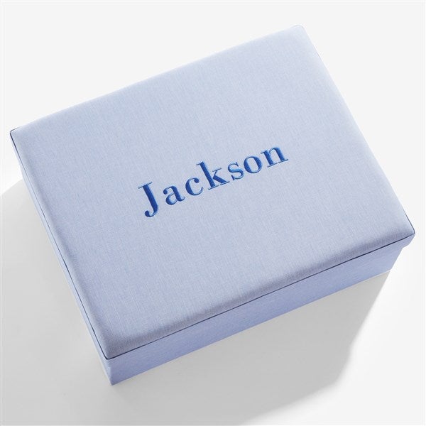 Personalized Large Micro Striped Cotton Keepsake Box - 55224D