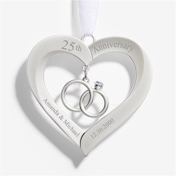 Anniversary Personalized Wedding Rings Heart Christmas Ornament  - 55240