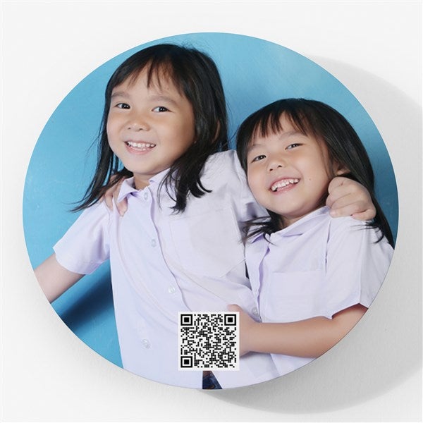 Photo Personalized Metal Round Magnet with Audio QR Code - 55310