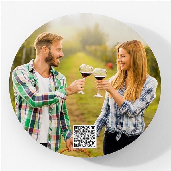 Photo Personalized Metal Round Magnet with Video QR Code - 55311