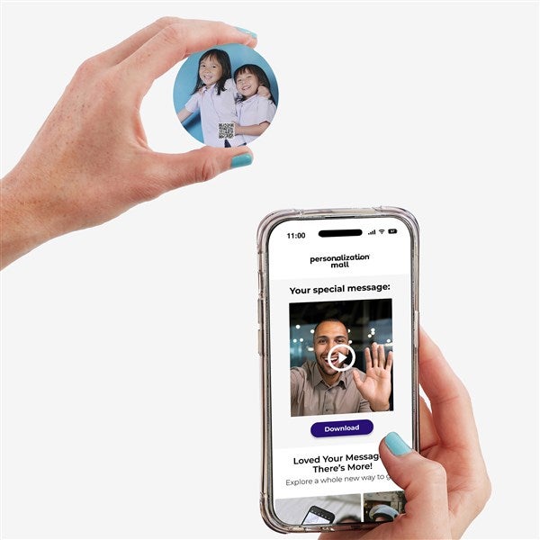 Photo Personalized Metal Round Magnet with Video QR Code