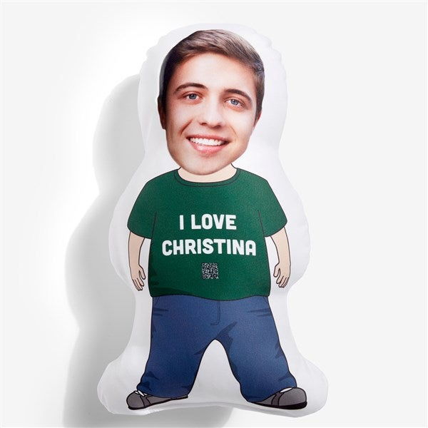 Boy & Girl Personalized Photo Character Throw Pillow with Video QR Code - 55326