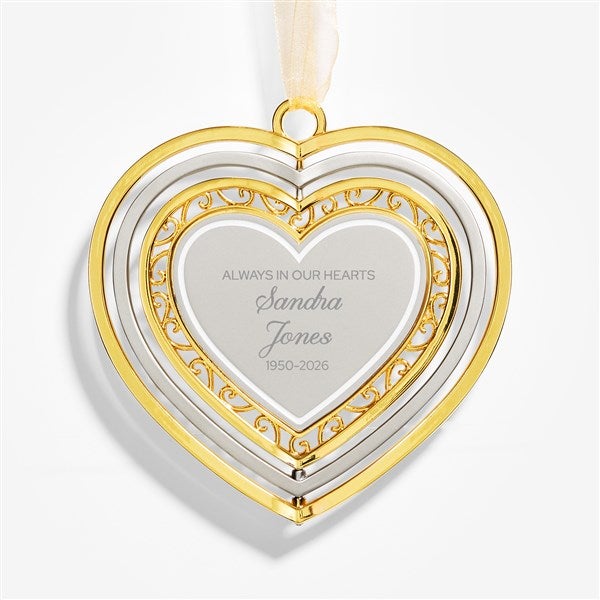 Memorial Engraved Spinning Metal Heart Ornament  - 55335