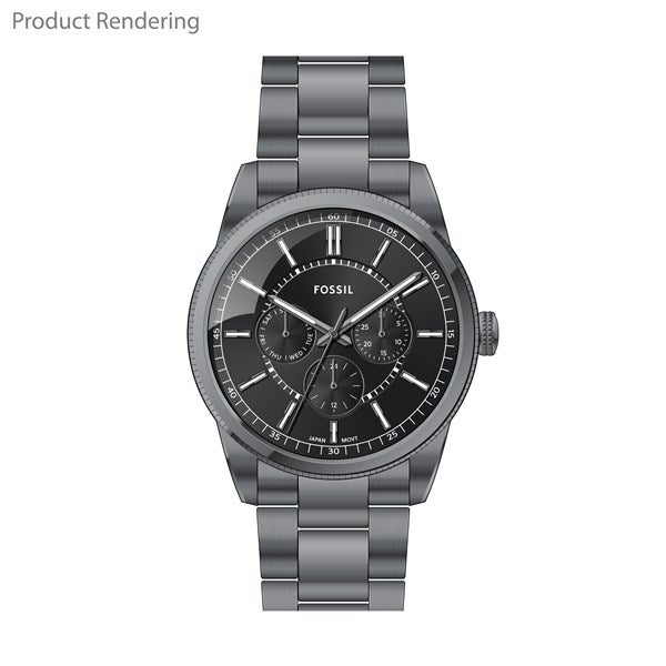 Engraved Fossil Pearson Multifunction Watch in Gunmetal with Black Dial - 55450