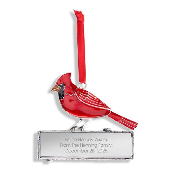 Engraved Cardinal on Branch Ornament - 55519