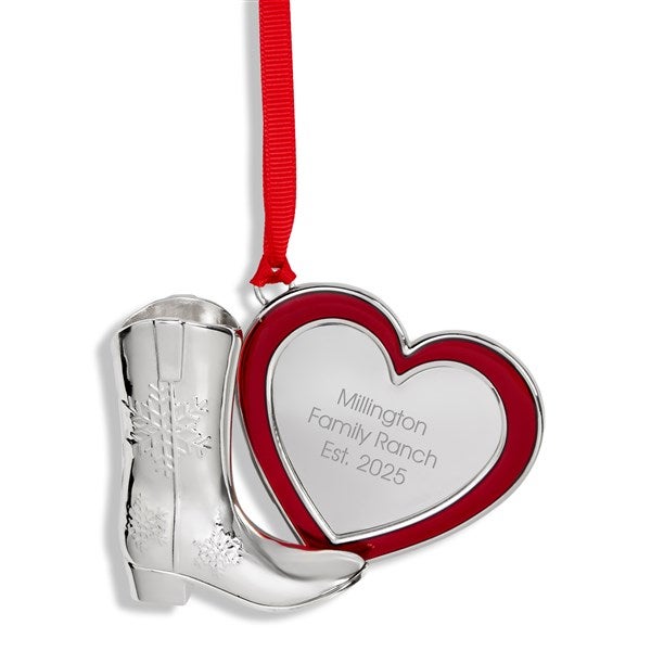 Engraved Cowboy Boot & Red Heart Ornament by Jessie James Decker - 55522