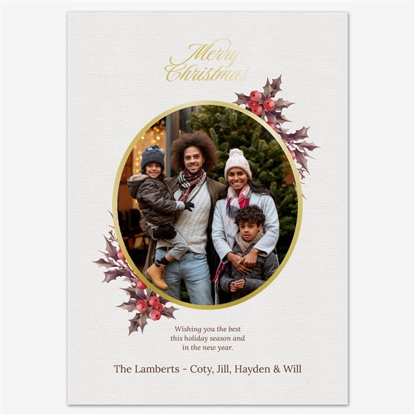 Festive Florals Holiday Personalized Photo Card - 55542D