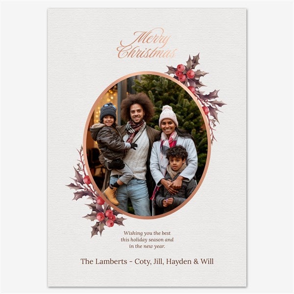 Festive Florals Holiday Personalized Photo Card - 55542D