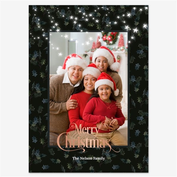 Twinkling Portrait Holiday Personalized Photo Card - 55544D