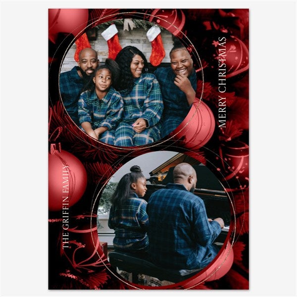Christmas Baubles Holiday Personalized Photo Card - 55564D