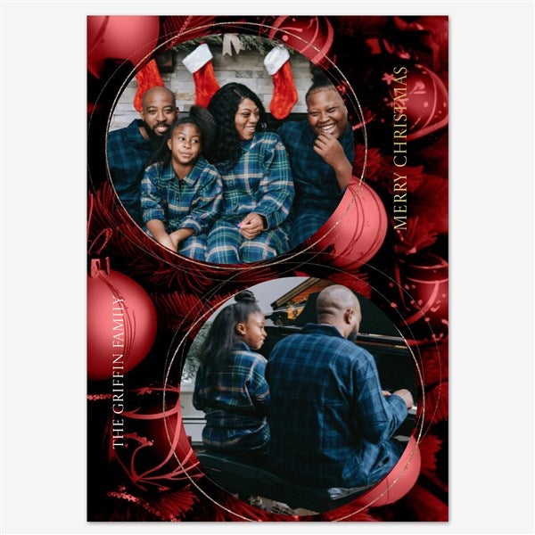 Christmas Baubles Holiday Personalized Photo Card - 55564D