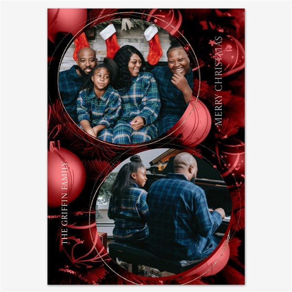 Christmas Baubles Holiday Personalized Photo Card - 55564D