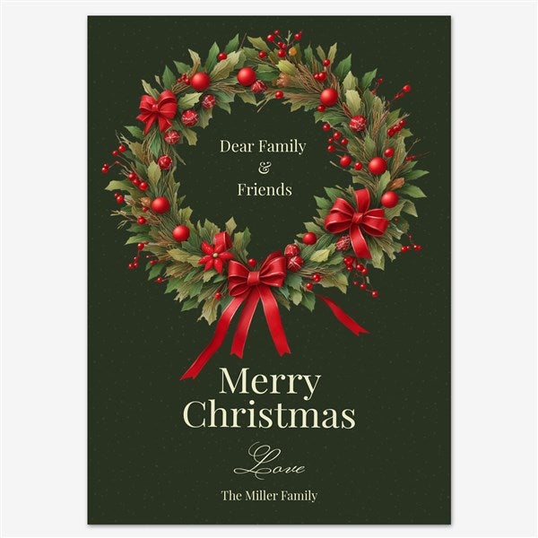 Wreath of Joy Personalized Holiday Card - 55568D