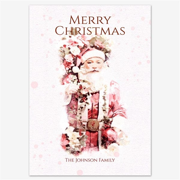 Watercolor Santa Personalized Holiday Card - 55604D