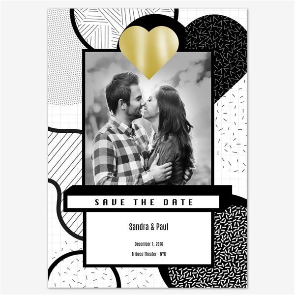 Graphic Monochrome Save the Date Personalized Card - 55674D