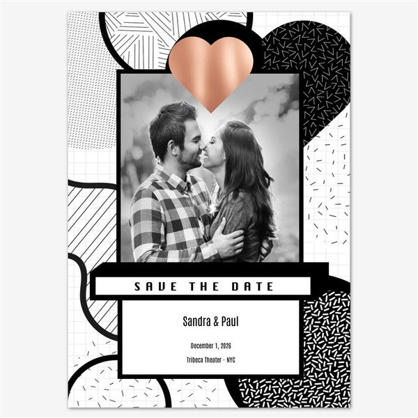 Graphic Monochrome Save the Date Personalized Card - 55674D