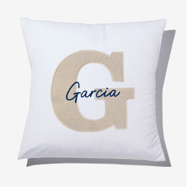 Natural Initial & Name Embroidered Applique Throw Pillow - 55759
