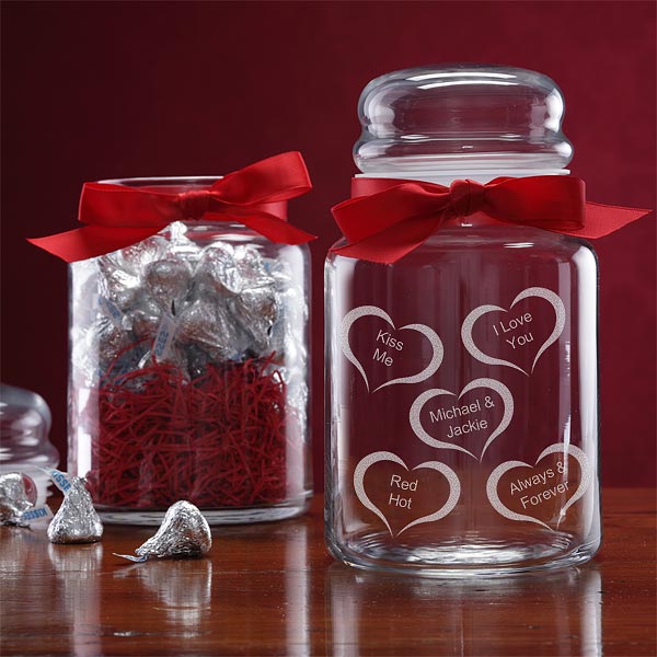 Personalized Candy Jar for Sweethearts - Conversation Hearts Design - 5587