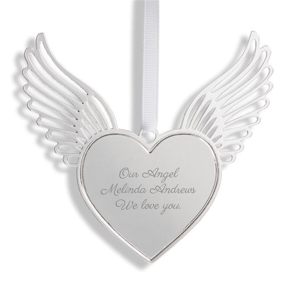 Engraved Heart with Wings Ornament - 55909