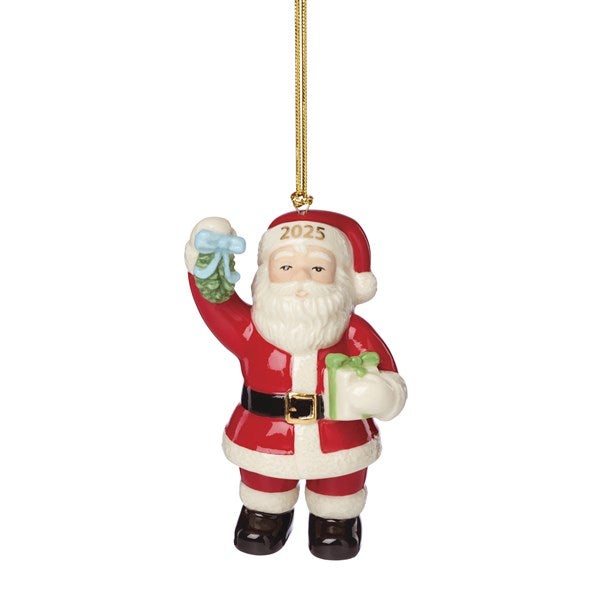 Lenox 2025 Santa with Mistletoe Ceramic Ornament - 55921