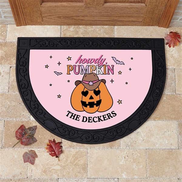 Kittenish Personalized Pinkoween Half Round Doormat - 56092