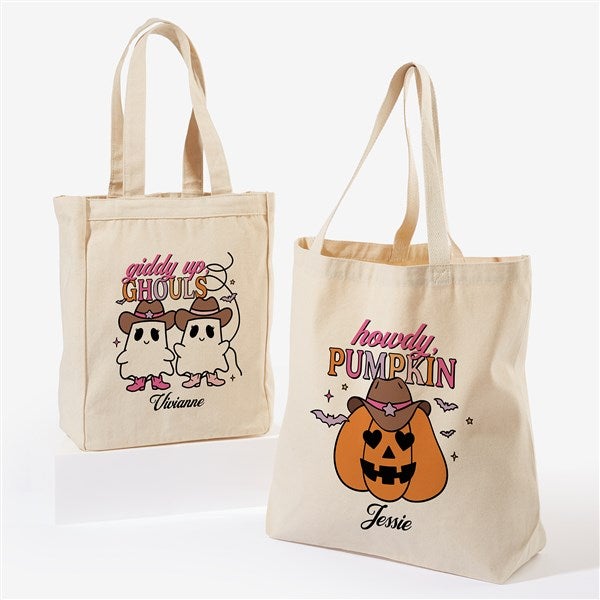 Kittenish Personalized Pinkoween Canvas Tote Bags - 56103