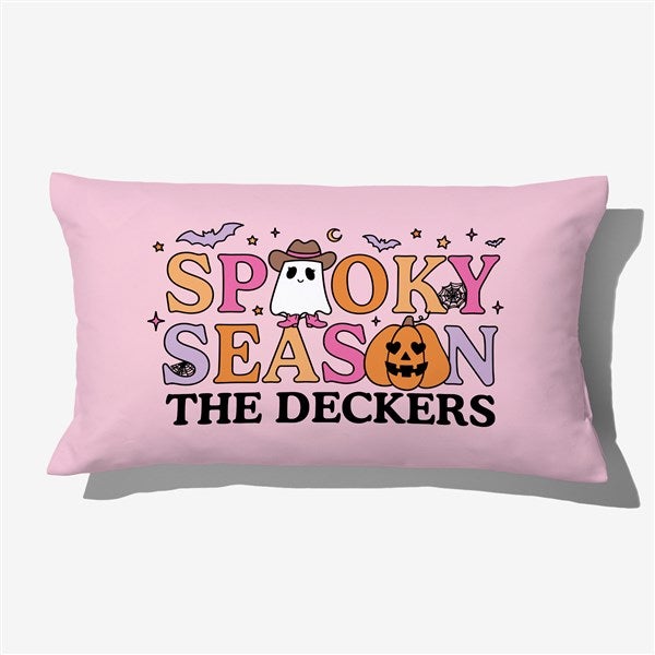 Kittenish Personalized Pinkoween Spooky Season Lumbar Velvet Pillow - 56112