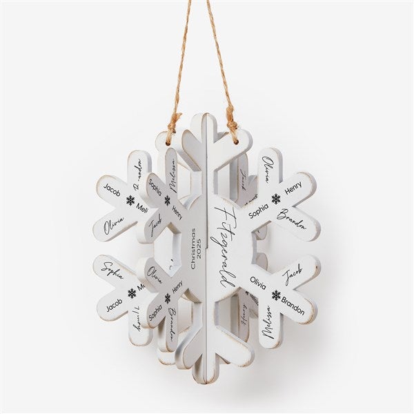 Snow Flurry Names Personalized 3D Wood Snowflake