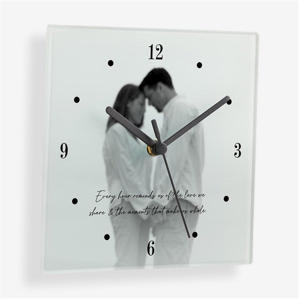 Photo & Text Personalized Square Glass Clock  - 56177