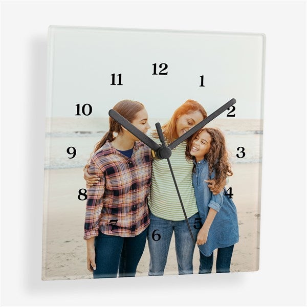 Photo Personalized Square Glass Clock  - 56178