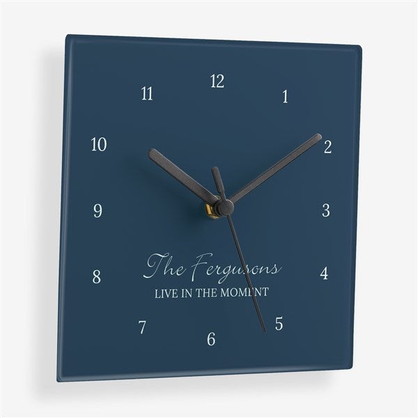 Family Name Personalized Square Glass Clock - 56179