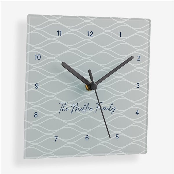 Signature Pattern Personalized Square Glass Wall Clock - 56181