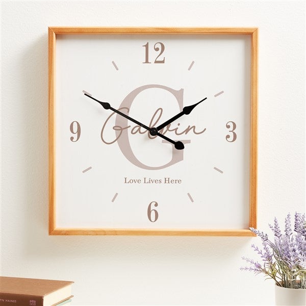 Initial & Name Personalized Square Wall Clock