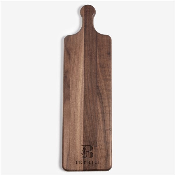 Floral Initial Engraved Walnut Paddle Serving Board  - 56233