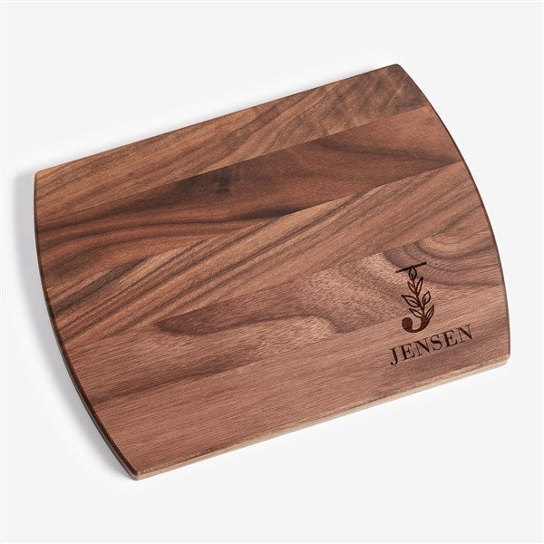 Floral Initial Engraved Walnut Bar Board  - 56238