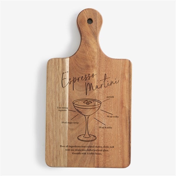 Signature Cocktail Personalized Acacia Handle Board  - 56247