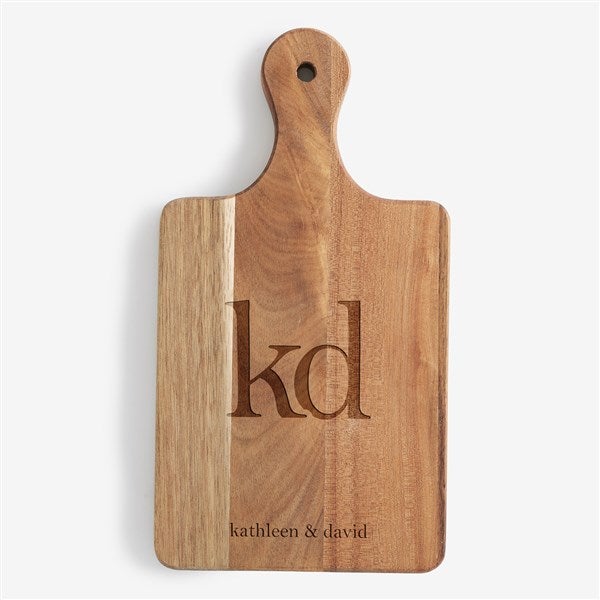 Paired Initials Personalized Acacia Small Handle Paddle Board  - 56249