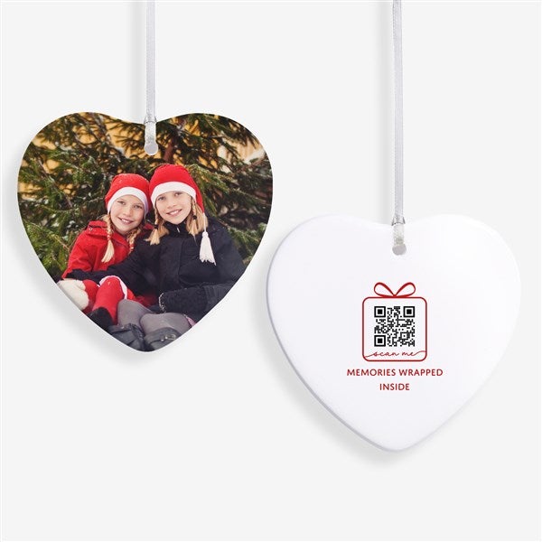 Personalized Heart Christmas Ornament with Audio QR Code  - 56339