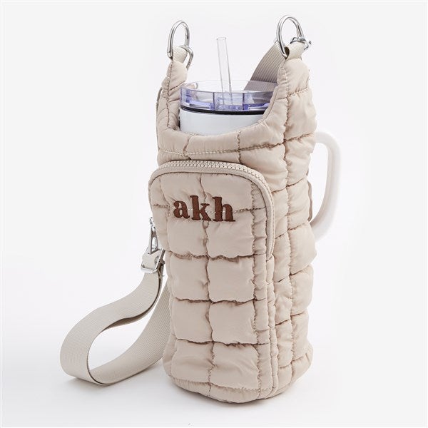 Embroidered Monogram Quilted Tumbler Carrier Bag  - 56345