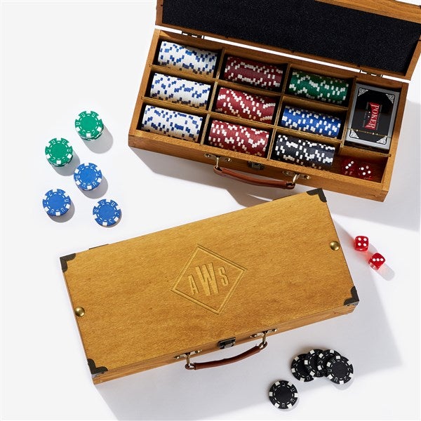Engraved Foster & Rye Wooden Poker Set  - 56359