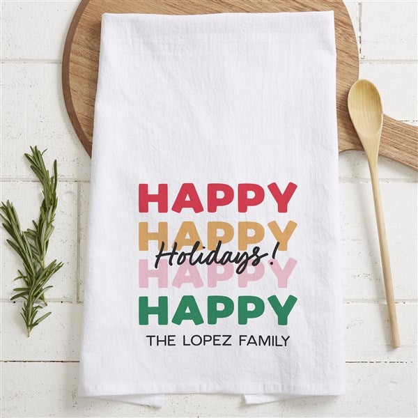 Festive Phrases Personalized Tea Towel  - 56366