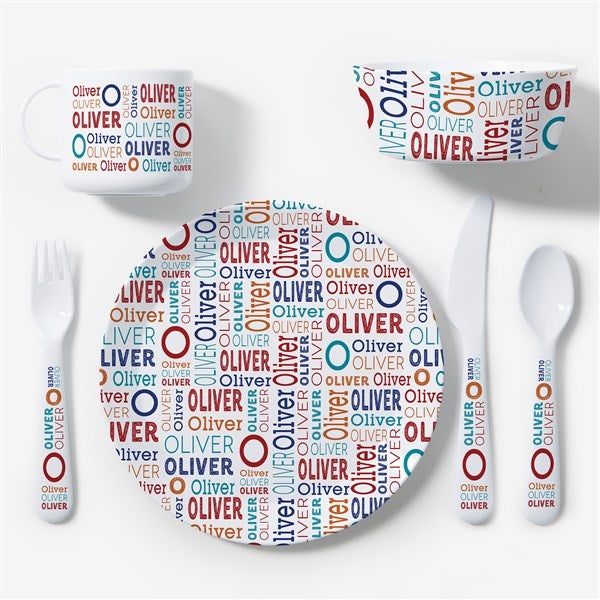 Repeating Name Personalized Kids Dinnerware Set - 56402