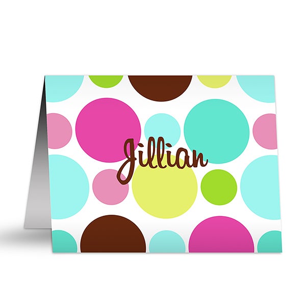 Personalized Note Cards for Girls - Polka Dots - 5645